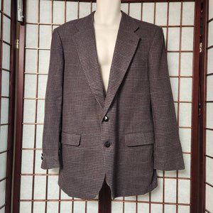 Stanley Blacker Burgundy & Blue Plaid Wool Sport Coat Size 41R